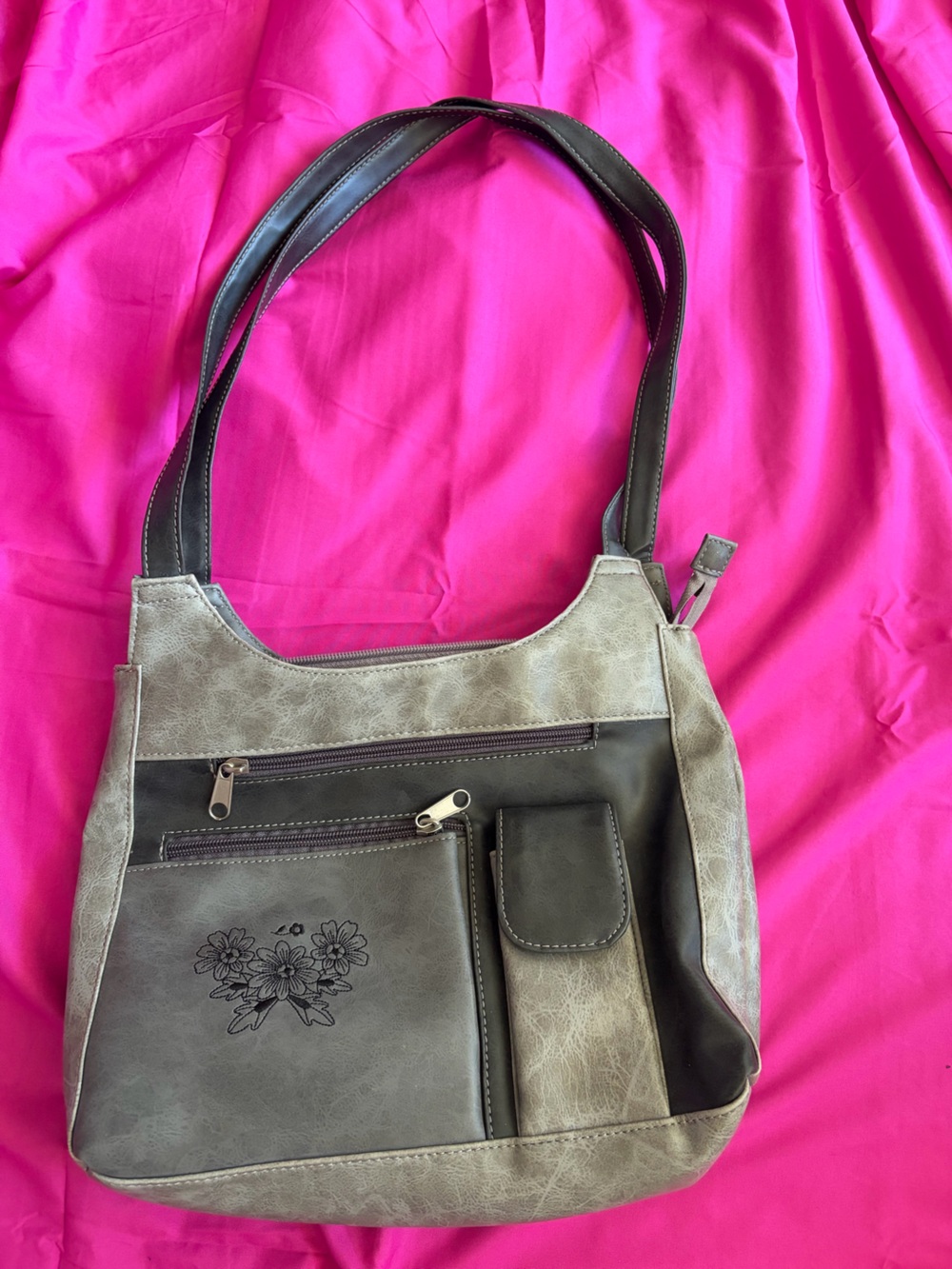 Stylish Gray Floral Tote Bag for Women